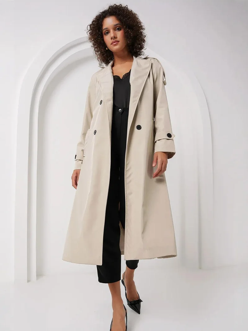بيغ دارت معطف ترنش طويل بياقة مزدوجة من