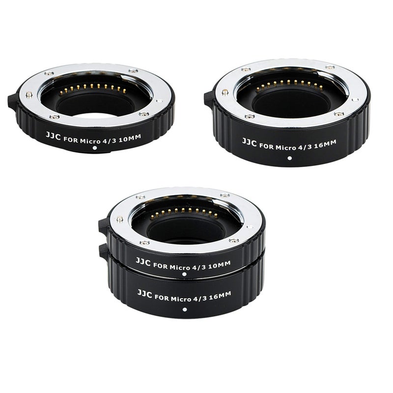 JJC Micro 4/3 Auto Focus Macro Extension Tube Set for Olympus OM-1 II OM-5 OM-D E-M1 III E-M5 E-M10 III E-M1X Pen E-PL10 PL9, Panasonic Lumix G9 G7 G85 G95 GX85 GX9 GX8 GX7 GH7 GH6 GH5 GH5S GH4 & More - Image 1