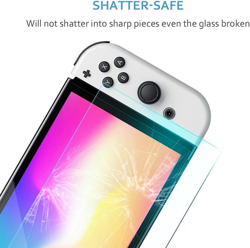 TJ's 2 Pack Screen Protector Tempered Glass for Nintendo Switch OLED Model 2021 7.0", [Works While Docking] - 0.3mm Thickness/Bubble Free/Ultra Clear/9H Hardness/Anti-Scratch/Anti-Fingerprint (Clear) - Image 5
