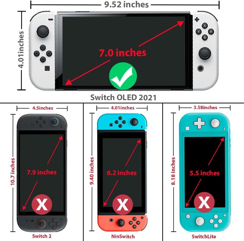 TJ's 2 Pack Screen Protector Tempered Glass for Nintendo Switch OLED Model 2021 7.0", [Works While Docking] - 0.3mm Thickness/Bubble Free/Ultra Clear/9H Hardness/Anti-Scratch/Anti-Fingerprint (Clear) - Image 2