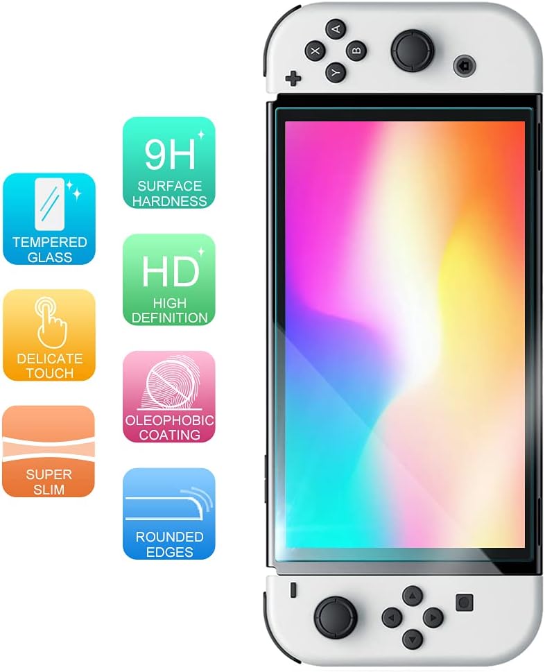 TJ's 2 Pack Screen Protector Tempered Glass for Nintendo Switch OLED Model 2021 7.0", [Works While Docking] - 0.3mm Thickness/Bubble Free/Ultra Clear/9H Hardness/Anti-Scratch/Anti-Fingerprint (Clear) - Image 4