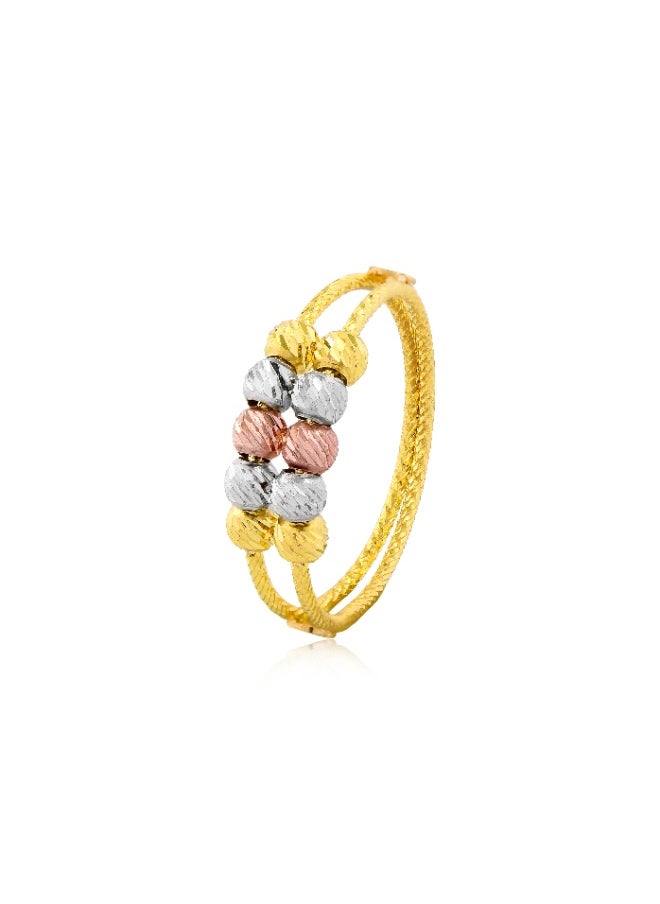 BAFLEH JEWELLERY Celebrate Color in Gold Ball Ring in 3-Tone 22kt Design  - Image 3