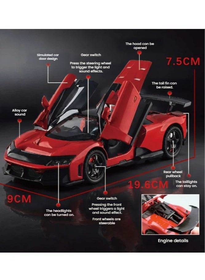 Ferrari 1:24 Ferrari Die‑cast Car Model Rear‑Wheel Pull‑Back Function Partial Working Lights Kids Collectible Toy Vehicle - Image 3