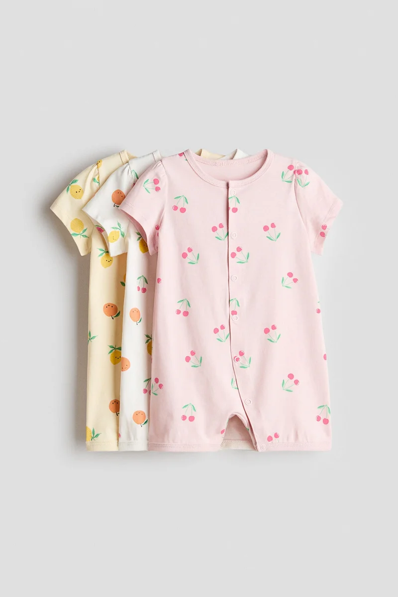 H&M 3-pack short cotton sleepsuits