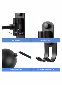 Y&D Helmet Holder, Holder for Bike 180 Degree Rotation Rack Motorcycle with 2 Hooks Hanger  - Image 3