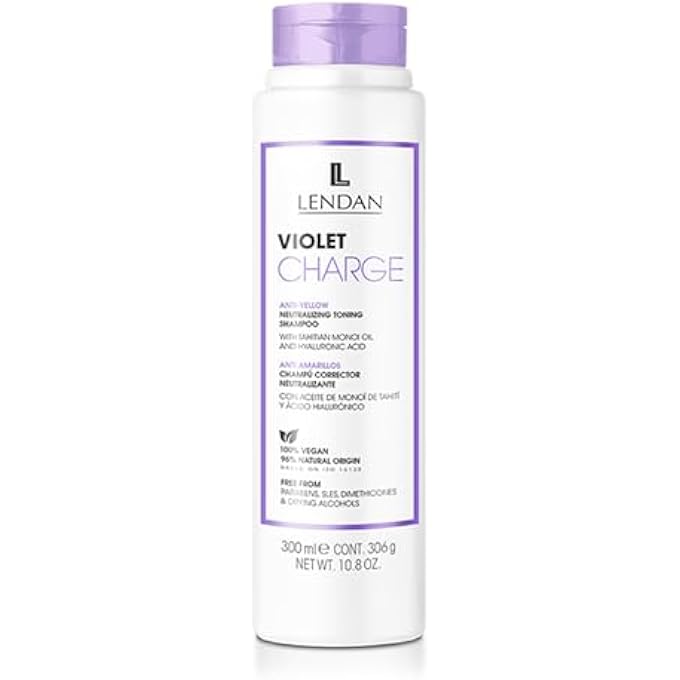 Lendan - Purple Shampoo - Violet Charge Shampoo - 300 ml - With Violet Pigments - Color Correcting - Neutralizes Yellow Tones - Deep Hair Hydration - Vegan