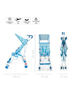 Bumble & Bird Ultra Light Buggy Stroller, Extra Wide Canopy , Shoulder Strap, Easy Fold, Suitable For 6 Month To 3 Years, Max Weight 15Kg, Blue, Baby Boy  - Image 2