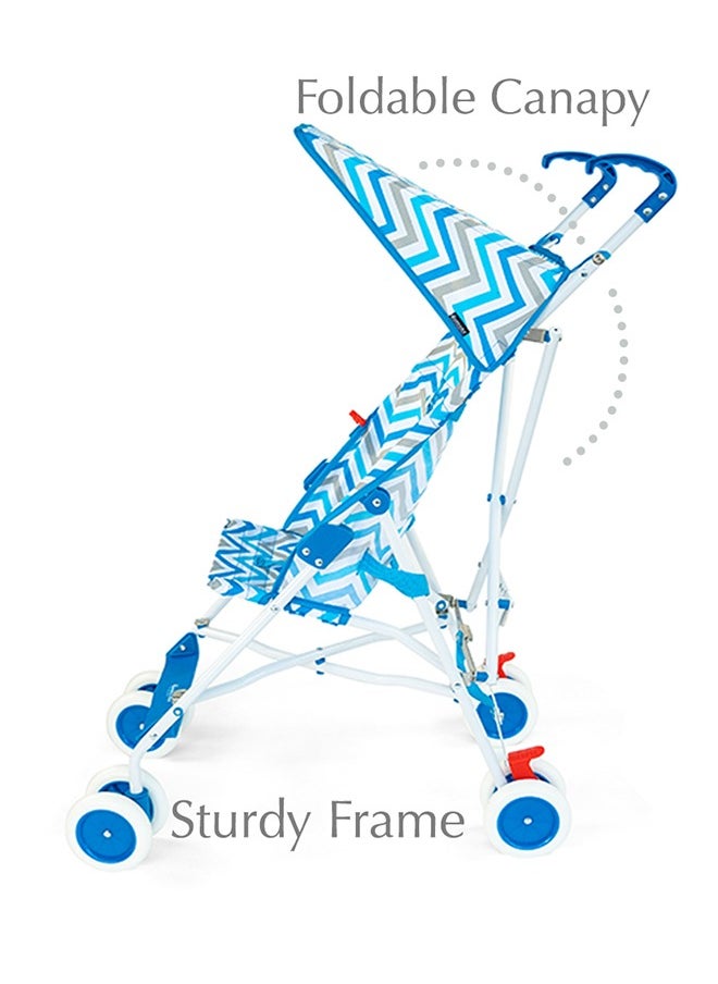 Bumble & Bird Ultra Light Buggy Stroller, Extra Wide Canopy , Shoulder Strap, Easy Fold, Suitable For 6 Month To 3 Years, Max Weight 15Kg, Blue, Baby Boy  - Image 3