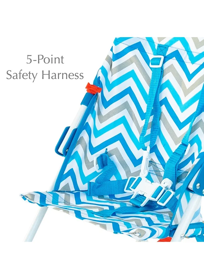 Bumble & Bird Lightweight Travel Stroller, Ultra-Compact Foldable Baby Buggy for Airplane Cabin, with Large Canopy & 5-Point Harness for Toddlers from 6 Months (Blue)