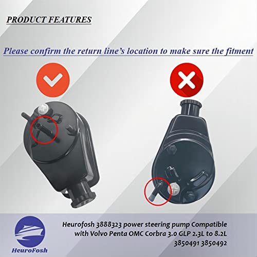 HeuroFosh 3888323 Power Steering Pump Compatible with Penta OMC Corbra 3.0 GLP 2.3L to 8.2L 3850491 3850492 - Image 3