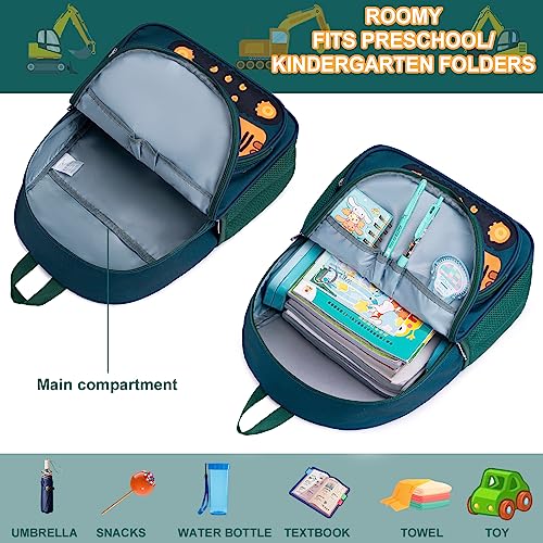 LOIDOU Toddler Backpack Boy for 4-8, Preschool Kindergarten Kids Backpack for School, 15 Inch Toddler Daycare Travel Backpacks with Chest Strap, Excavator Construction Truck Backpacks for Kids - Image 3