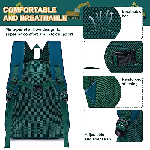 LOIDOU Toddler Backpack Boy for 4-8, Preschool Kindergarten Kids Backpack for School, 15 Inch Toddler Daycare Travel Backpacks with Chest Strap, Excavator Construction Truck Backpacks for Kids - Image 4