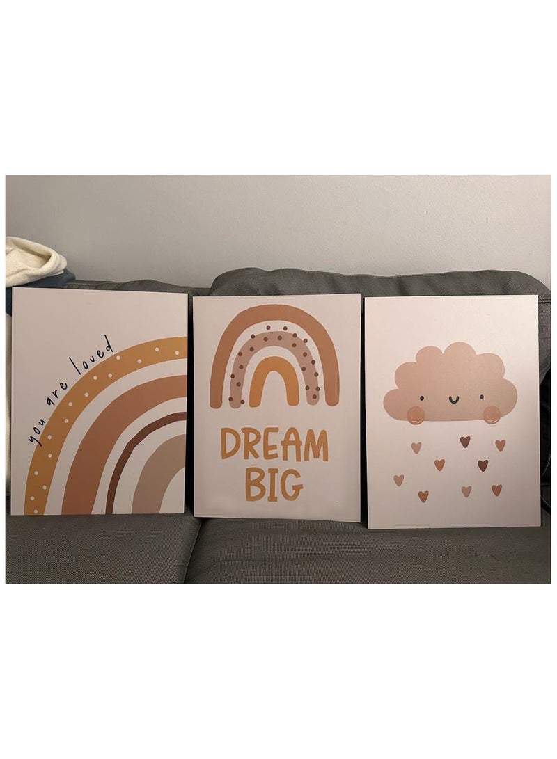 تابلوة اطفال 3 قطع 90cm x40 cm بسمك 10 مم بطباعة ديجيتال عالية الجودة -طبقة uv للحماية ضد الخدوش والأتربه - تابلوه أطفالى يلهم الطفل وينمى مهاراته - احلم وانت محبوب  - Image 1