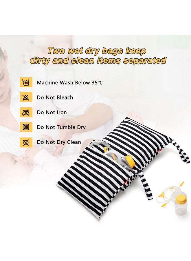 داميرو حقيبة قطع مضخة الثدي Damero، قطعتان من الأكياس المبللة لتخزين قطع مضخة الثدي مع حصيرة مقاومة للماء، شرائط سوداء - Image 4