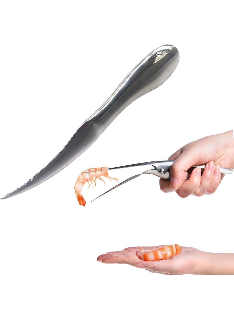 Luckam Shrimp Deveiner Tool, Multifunctional Shrimp Peeler and Cleaner Set, Easy Deveining Knife for Kitchen, Seafood Preparation, and Cooking, Stainless Steel (Silver, 2-Piece) - Image 1