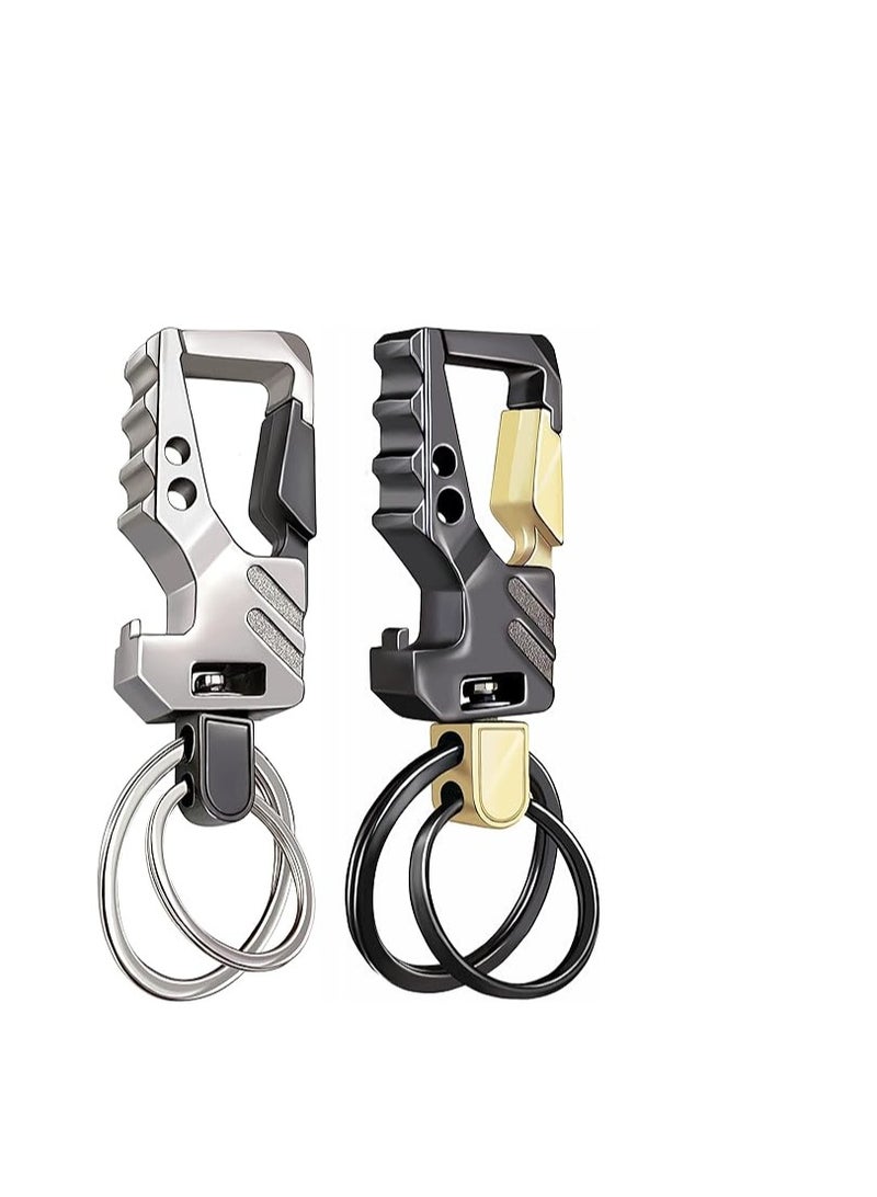 SYOSI 2 Pack KeyChain EDC Key Ring Key Chain Bottle Opener Auto Car Key Holder Tactical Carabiner Keychains with Clip Gift for Men Women - Image 1