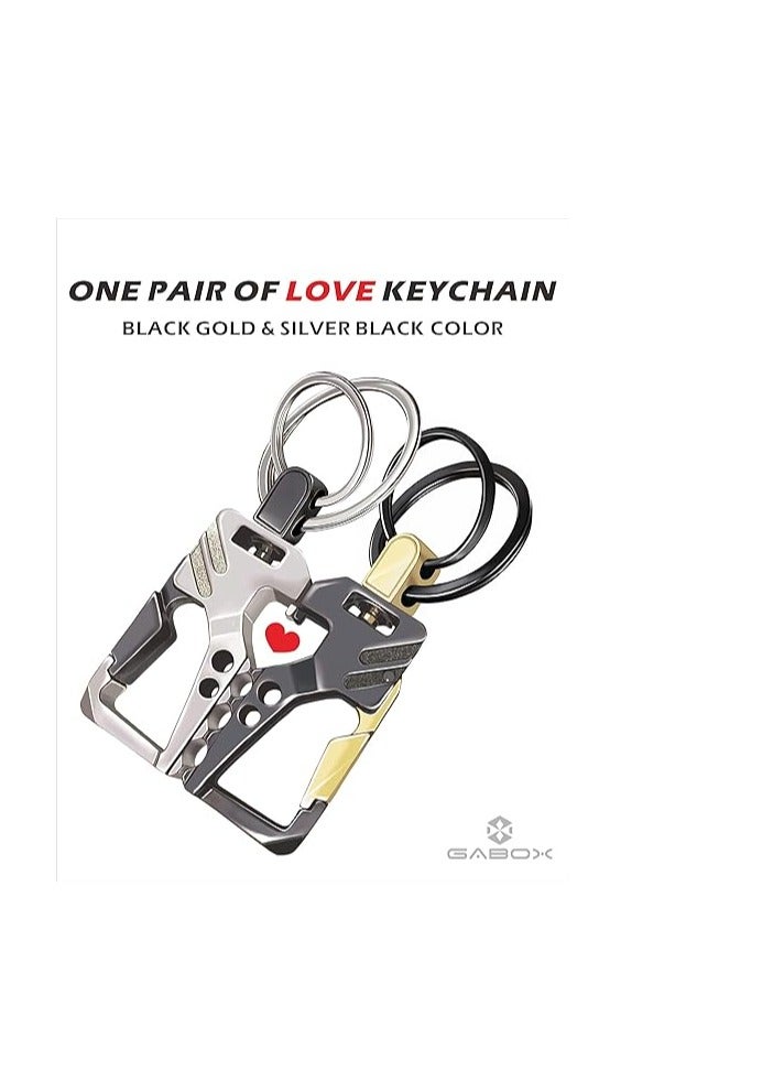 SYOSI 2 Pack KeyChain EDC Key Ring Key Chain Bottle Opener Auto Car Key Holder Tactical Carabiner Keychains with Clip Gift for Men Women - Image 2