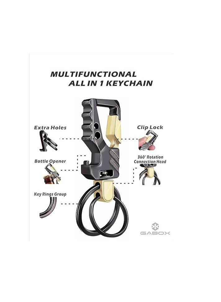 SYOSI 2 Pack KeyChain EDC Key Ring Key Chain Bottle Opener Auto Car Key Holder Tactical Carabiner Keychains with Clip Gift for Men Women - Image 3