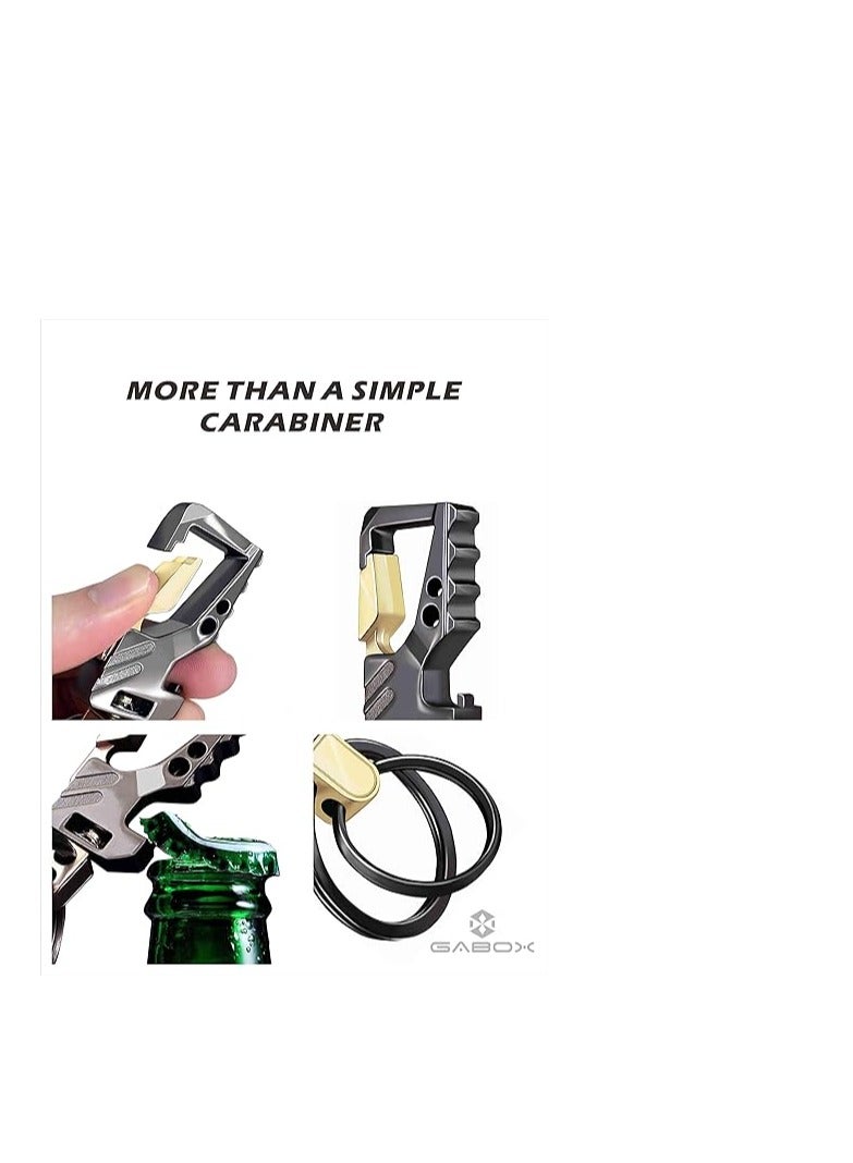 SYOSI 2 Pack KeyChain EDC Key Ring Key Chain Bottle Opener Auto Car Key Holder Tactical Carabiner Keychains with Clip Gift for Men Women - Image 4