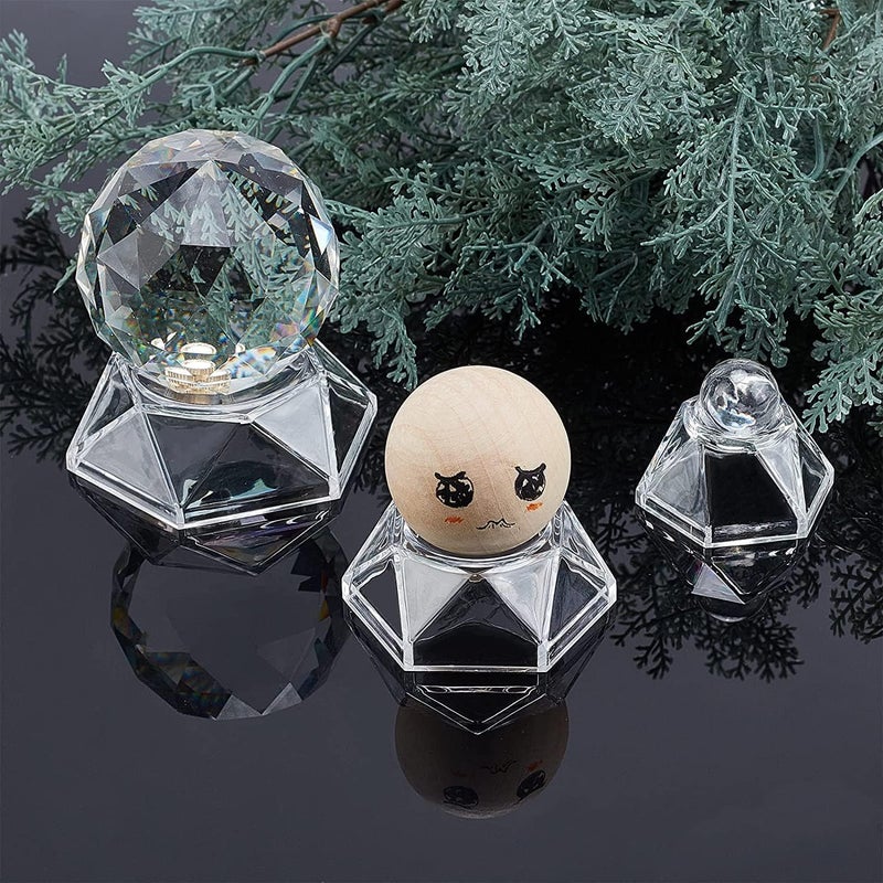 Gryshanyun 3Pcs Transparent Acrylic Ball Display Stand, Hexagon Base Holder for Crystal Ball Baseball Tennis, Display Stands - Image 5