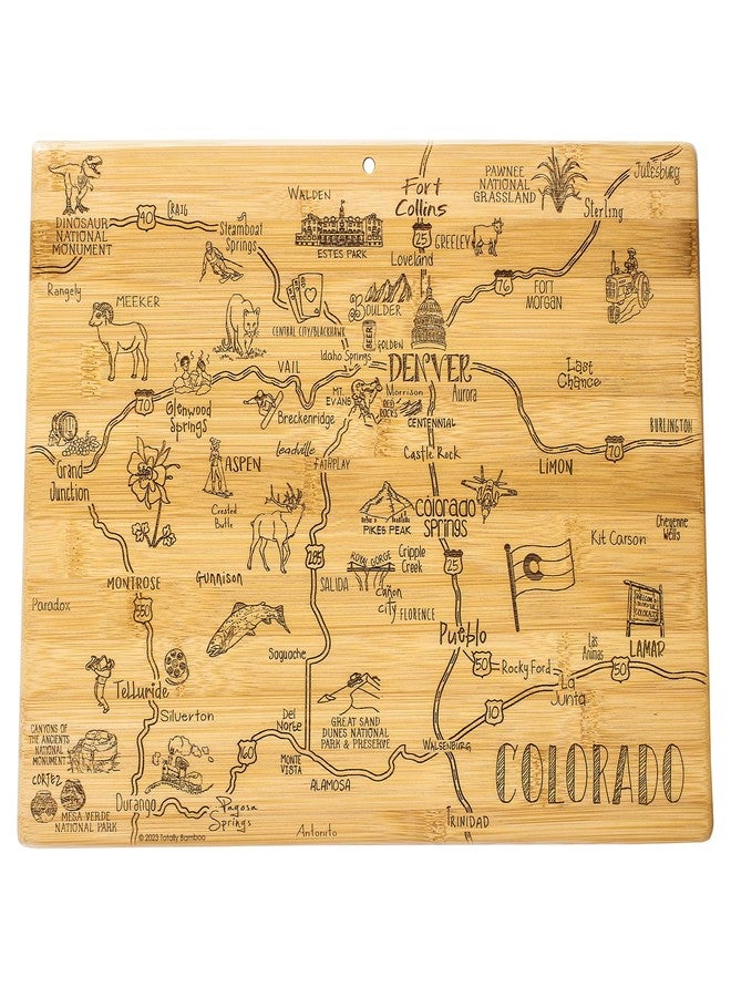 Totally Bamboo Destination Colorado State Shaped Cutting Board, Charcuterie and Cheese Serving Board - Colorado Gift for Home Décor or Everyday Kitchen Use - Image 1