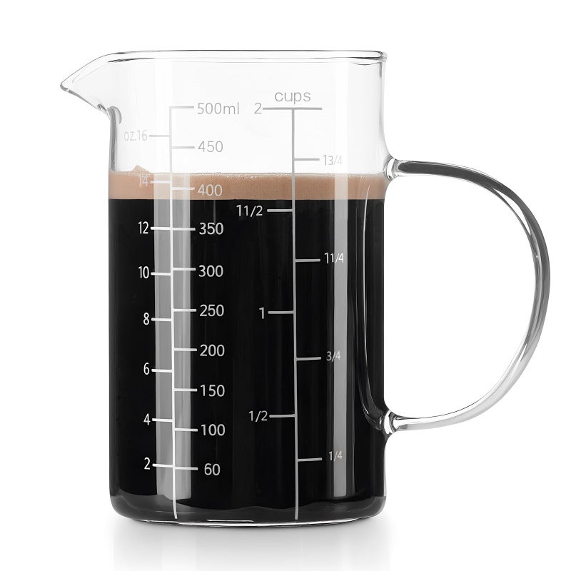 FrutPunch Glass Measuring Cup, 500ML (18OZ, 2 Cups), with Three Scales and V-Shaped Mouth Measuring Cup, High Borosilicate Glass Liquid Measuring Cups, Suitable for Kitchen and Restaurant. - Image 1