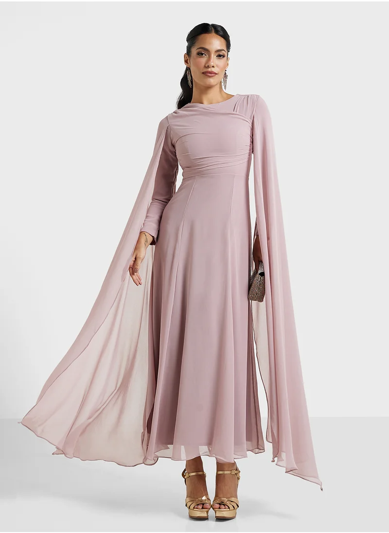 MARYISA Lina Flared Sleeve Crew Neck Dress