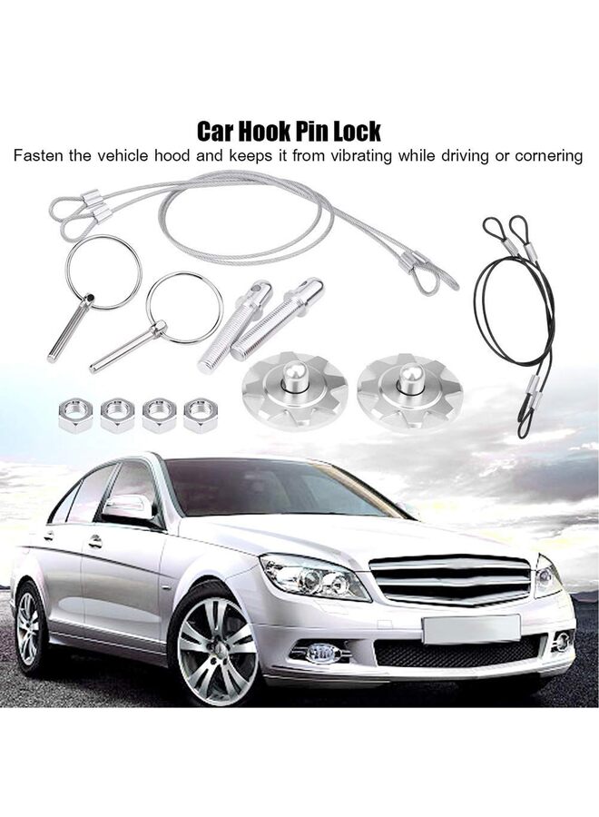 Aluminum Alloy Universal Hood Pin Kit With Accessories - Car Racing Lock Latch Catch Set for Hood Pin Plate (Silver) - Image 4