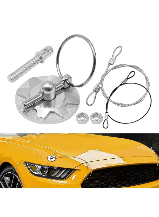 Aluminum Alloy Universal Hood Pin Kit With Accessories - Car Racing Lock Latch Catch Set for Hood Pin Plate (Silver) - Image 5