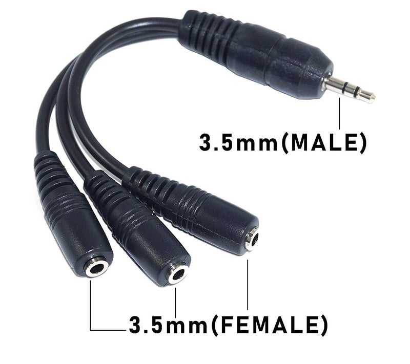 KEBILSHOP Headphone Splitter Cable 1 x 3.5mm Male to 3 x 3.5mm Female Aux Extension Cord EP Stereo AUX Audio Splitter For Headphone, Earphone, Speaker, MP3 Player,Laptop. - Image 2