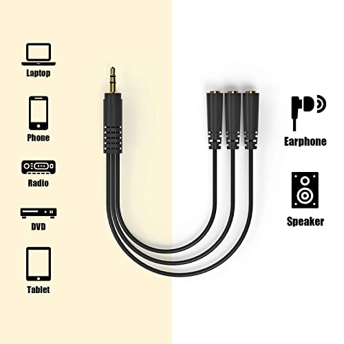 KEBILSHOP Headphone Splitter Cable 1 x 3.5mm Male to 3 x 3.5mm Female Aux Extension Cord EP Stereo AUX Audio Splitter For Headphone, Earphone, Speaker, MP3 Player,Laptop. - Image 4