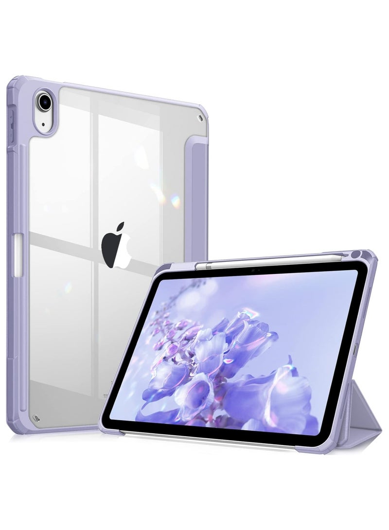 MahMir Case for iPad (A16) 11inch 11th 2025 Gen iPad 11 Case/Case For iPad 10th Generation 10.9 Inch Tablet (2022 Model) - [Built-in Pencil Holder] Shockproof Cover with Clear Transparent Back, Four Corner Airbag Protection (Purple) - Image 1