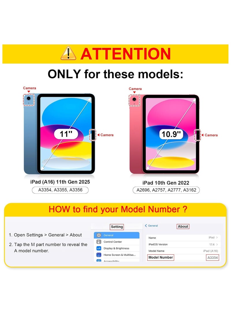 MahMir Case for iPad (A16) 11inch 11th 2025 Gen iPad 11 Case/Case For iPad 10th Generation 10.9 Inch Tablet (2022 Model) - [Built-in Pencil Holder] Shockproof Cover with Clear Transparent Back, Four Corner Airbag Protection (Purple) - Image 2