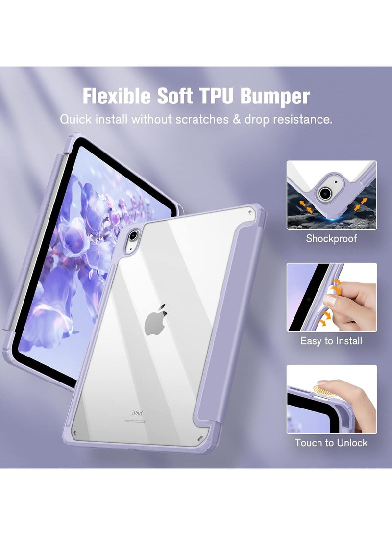 MahMir Case for iPad (A16) 11inch 11th 2025 Gen iPad 11 Case/Case For iPad 10th Generation 10.9 Inch Tablet (2022 Model) - [Built-in Pencil Holder] Shockproof Cover with Clear Transparent Back, Four Corner Airbag Protection (Purple) - Image 3