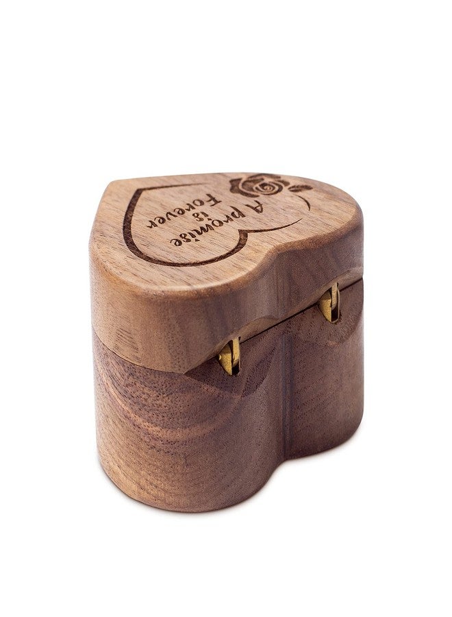 Wislist Wood Engagement Ring Box Heart Shaped Engraved Ring Case for Proposal Wedding (A Promise Is Forever Pattern B - Image 5