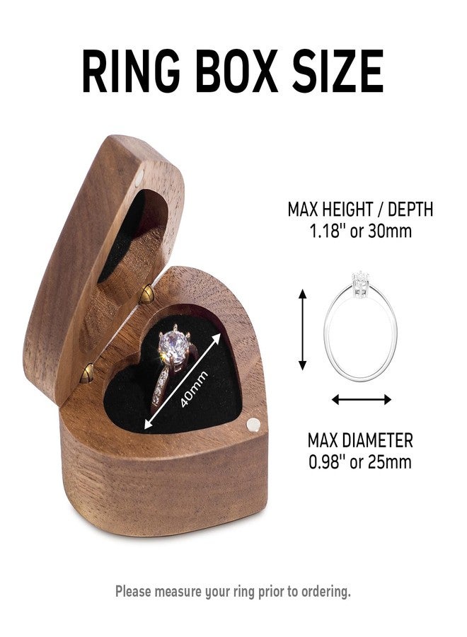 Wislist Wood Engagement Ring Box Heart Shaped Engraved Ring Case for Proposal Wedding (A Promise Is Forever Pattern B - Image 4