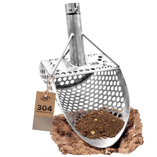 CKG Sand Scoop for Metal Detecting Heavy Duty Sand Sifter Scoop Stainless Steel 304, Metal Detector Scoop Shovel for Treasure Hunting Beach & Metal Detector Accessories, 9x6 - Image 1
