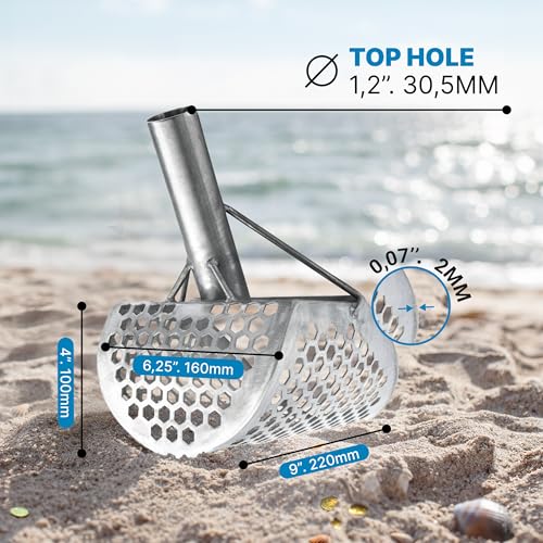 CKG Sand Scoop for Metal Detecting Heavy Duty Sand Sifter Scoop Stainless Steel 304, Metal Detector Scoop Shovel for Treasure Hunting Beach & Metal Detector Accessories, 9x6 - Image 3