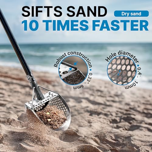 CKG Sand Scoop for Metal Detecting Heavy Duty Sand Sifter Scoop Stainless Steel 304, Metal Detector Scoop Shovel for Treasure Hunting Beach & Metal Detector Accessories, 9x6 - Image 5