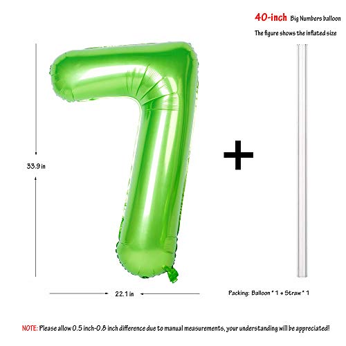 CHANGZHONG 40 Inch Large Green Number 7 Balloon Giant Helium Polyester Film 7th Birthday Girl Boy Self Inflating Digit Seven For Anniversary Celebration Baby Shower New Year Engagement Party Decoration - Image 5
