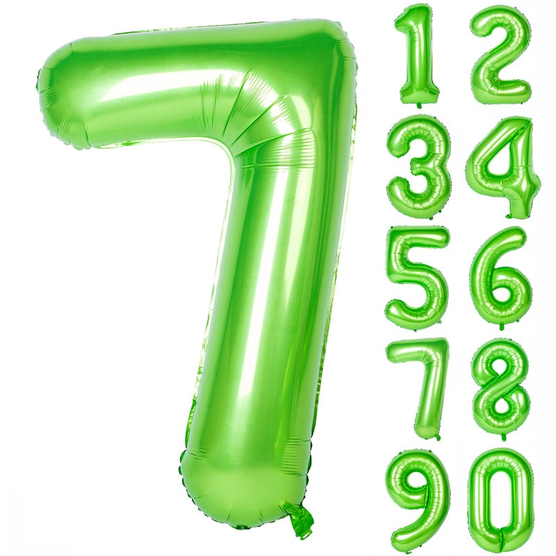 CHANGZHONG 40 Inch Large Green Number 7 Balloon Giant Helium Polyester Film 7th Birthday Girl Boy Self Inflating Digit Seven For Anniversary Celebration Baby Shower New Year Engagement Party Decoration - Image 3
