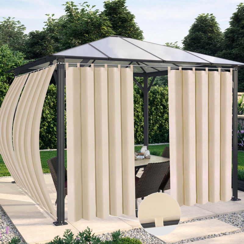 OutdoorLines OutdoorLines Waterproof Outdoor Curtains for Patio  Windproof Tab Top Gazebo Curtain Panels  Privacy Sun Blocking Outside Curtain Set for Porch Pergola and Cabana 54 x 84 inch Beige 2 Panels 