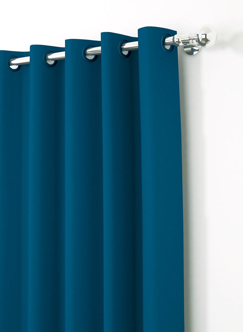 Story@Home Story@Home Blackout Curtains, for Living/Bedroom. Premium Faux Silk, Rich Polyester. Light Blocking, Thermal Insulation, Noise Reduction. Grommet. Solid Blue, 2 Panels, 215cm/7ft  - Image 2