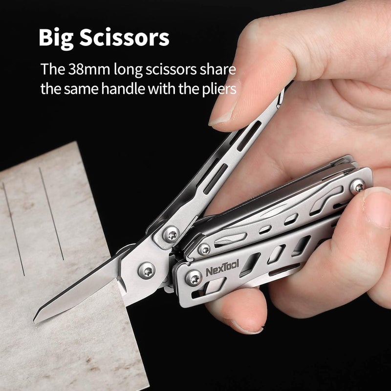 Nextool EDC Keychain Multitool, 10 in 1 Mini Pocket Knife Multi Tool with Needlenose Pliers, Scissors, Mini Useful Cool Gadgets for Men, Father's Day Gifts from Daughter-Sliver - Image 3
