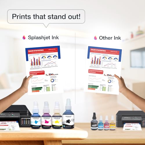 Splashjet Compatible Refill Dye Ink for Brother DCP- T220, T300, T310, T420, T500, T520, T820, T920, T510, T910, T710, T4000W, T800W, T710W - Printer (C/M/Y - 50gm x 3)(Black x 105gm) - 502372 - Image 5