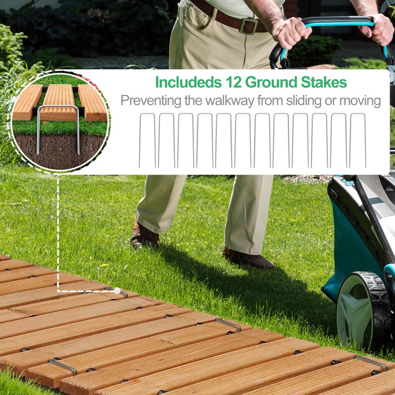RELIANCER 12' Wooden Garden Pathway,Outdoor Roll Out Cedar Straight Walkway,Patio Path Decorative Garden Boardwalk Walkways,Weather-Resistant Roll Up Beach Wood Road Floor,Wedding Party Pathways - Image 5
