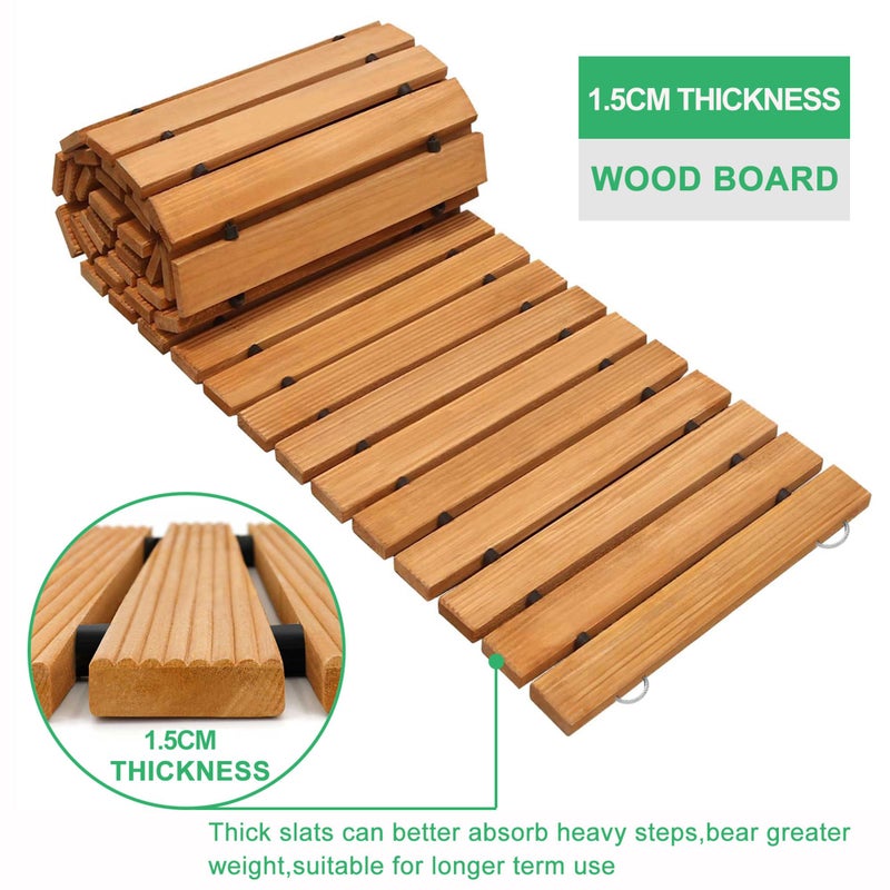 RELIANCER 12' Wooden Garden Pathway,Outdoor Roll Out Cedar Straight Walkway,Patio Path Decorative Garden Boardwalk Walkways,Weather-Resistant Roll Up Beach Wood Road Floor,Wedding Party Pathways - Image 3