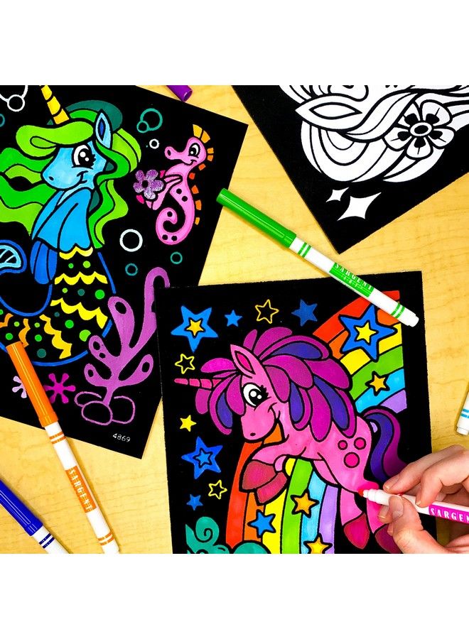 Stuff2Color Unicorn Joy 6 Pack Of Fuzzy Velvet Coloring Posters For Kids Toddlers Girls (All Ages Arts And Crafts Coloring Activity) Shareable Fun Includes Rainbow Moon Mermaid Flower And Hearts Unicorn - Image 3