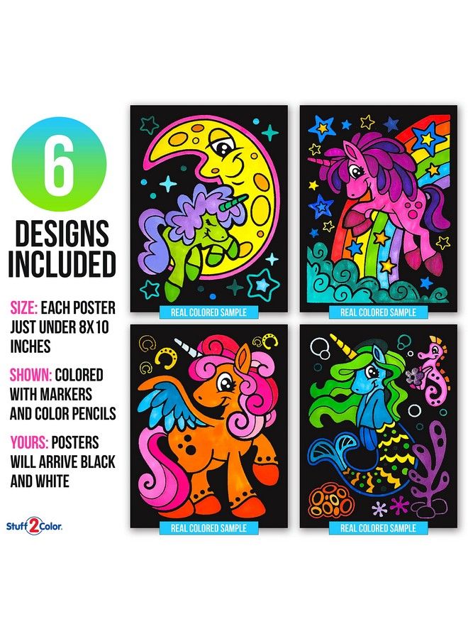 Stuff2Color Unicorn Joy 6 Pack Of Fuzzy Velvet Coloring Posters For Kids Toddlers Girls (All Ages Arts And Crafts Coloring Activity) Shareable Fun Includes Rainbow Moon Mermaid Flower And Hearts Unicorn - Image 4