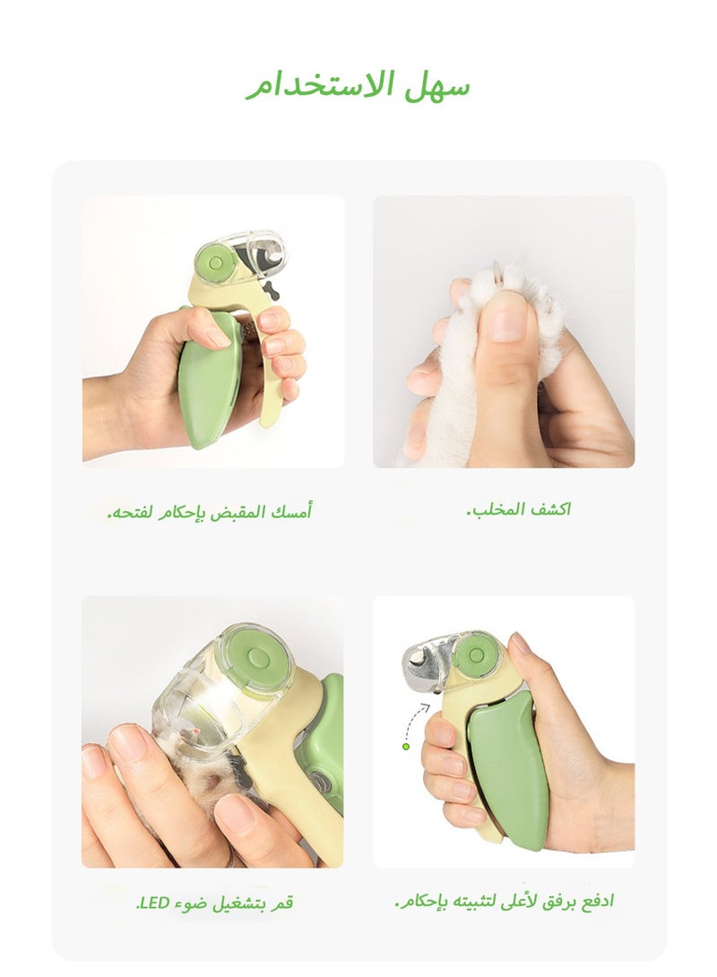 مقص أظافر القطط بزاوية 90 درجة مريح مع إضاءة LED، تصميم علوي قابل للفصل لليد اليمنى/اليسرى، صندوق مضاد للتناثر، ومبرد مخفي للحيوانات الأليفة من جميع الأحجام - Image 5
